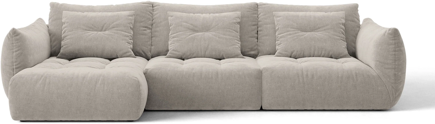 Chaiselongsofa   Hjørnesofa Micadoni Bloom Venstrevendt  Lys Grå Tekstureret Stof  327x152 Cm