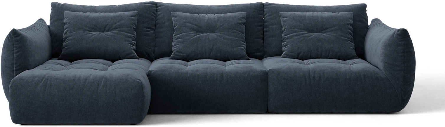 Chaiselongsofa Hjørnesofa Micadoni Bloom Venstrevendt Marineblå Wind 77 Tekstureret Stof  Plads Til   B327ã D152ã H97 Cm