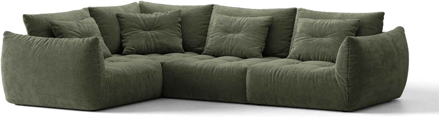 Chaiselongsofa Hjørnesofa Micadoni Bloom Venstrevendt Mosgrøn Wind 75 Tekstureret Stof B316ã D222 Cm