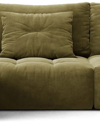 Chaiselongsofa Micadoni Bloom   327 Cm Venstrevendt  Lysegrøn Velour Casino Forest  Pletafvisende  Kviltede Puder  Plads Til