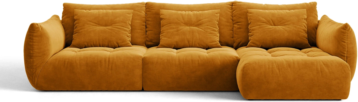 Chaiselongsofa Micadoni Bloom Højrevendt Gul Velour  -pers  Hjørnesofa 327x152 Cm