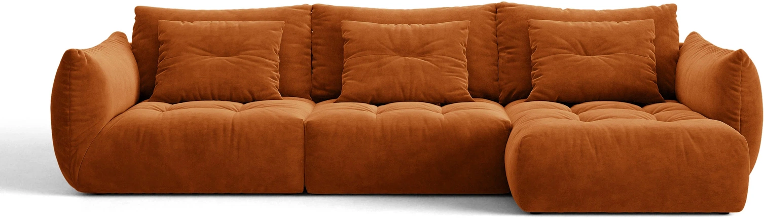 Chaiselongsofa Micadoni Bloom   Højrevendt Hjørnesofa   Casino Velour Terrakotta  327ã 152 Cm  Plads Til