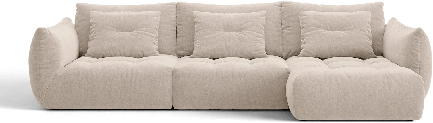 Chaiselongsofa Micadoni Bloom  Højrevendt Hjørnesofa  Lys Beige Tekstureret Wind Stof  B327ã D152ã H97 Cm