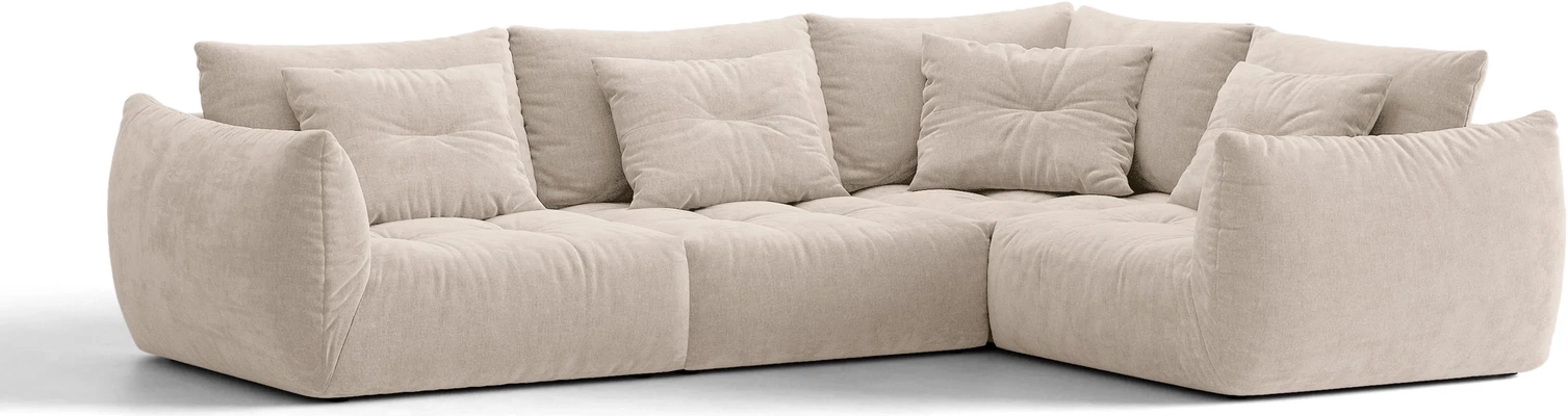 Chaiselongsofa Micadoni Bloom Højrevendt Hjørnesofa  -sæders  Lys Beige Tekstureret Wind-stof 316 Cm