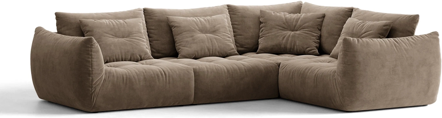 Chaiselongsofa Micadoni Bloom Højrevendt  Lysebrun Velour Casino Taupe B316ã D222ã H97 Cm   -personers  Pletafvisende