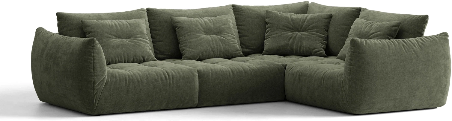 Chaiselongsofa Micadoni Bloom Højrevendt Mosgrøn Wind 75 Tekstureret Stof B316ã D222 Cm  -personers