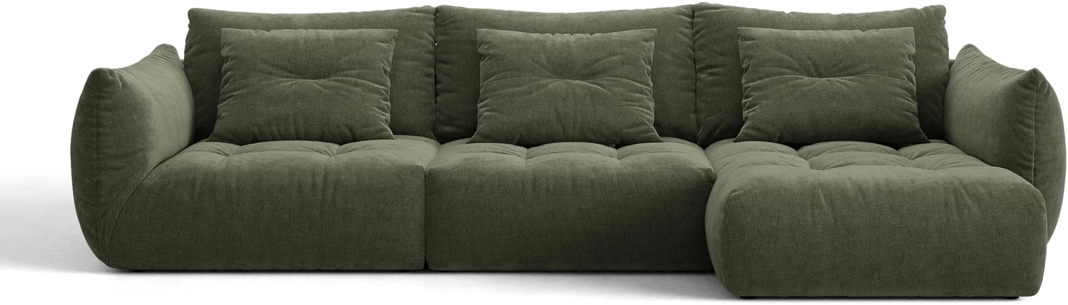 Chaiselongsofa Micadoni Bloom Højrevendt  Mosgrøn Wind 75 Tekstureret Stof  327ã 152ã 97 Cm  Op Til   Pers