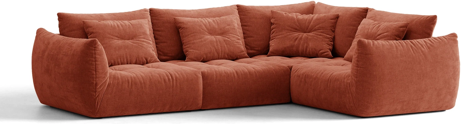 Chaiselongsofa Micadoni Bloom Højrevendt Rødbrun Tekstureret Stof Wind 52 316ã 222 Cm  -sæders