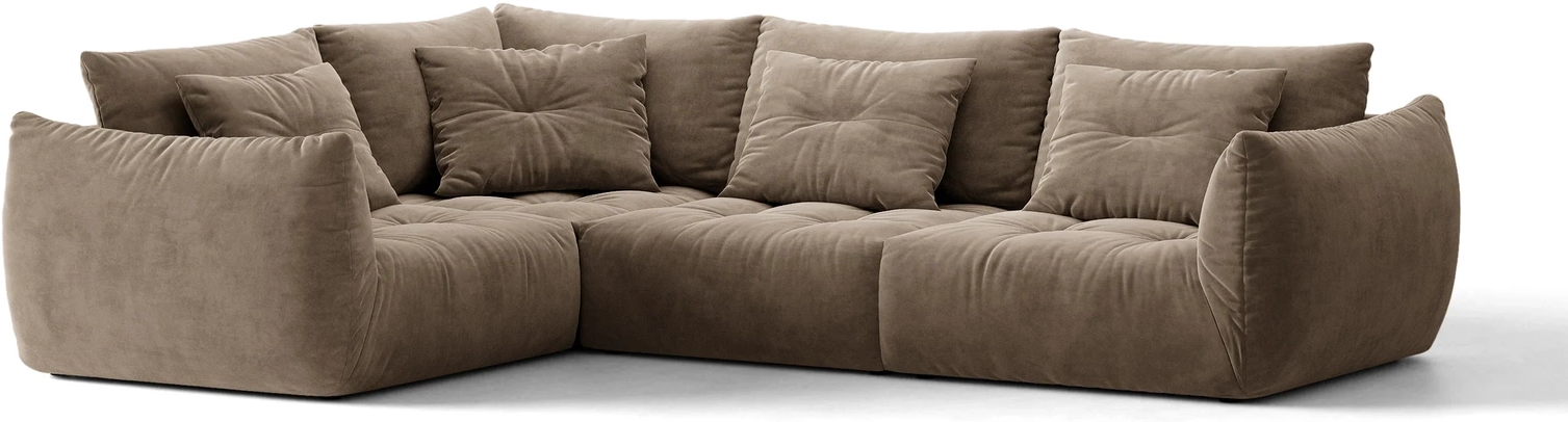 Chaiselongsofa Micadoni Bloom Venstrevendt Hjørnesofa   Velour Casino Taupe Lys Brun B316 D222 H97 Cm