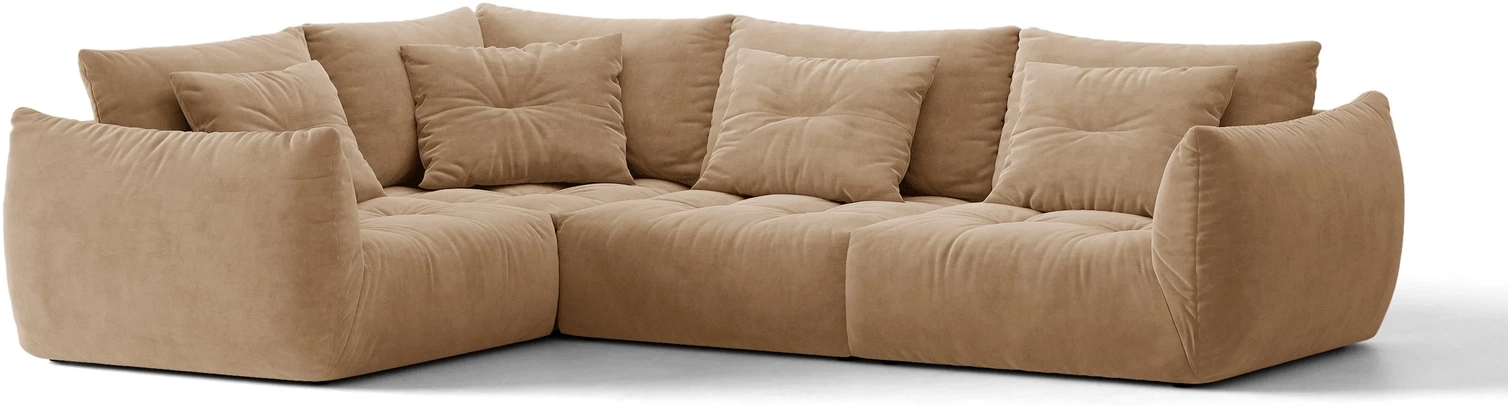 Chaiselongsofa Micadoni Bloom Venstrevendt Hjørnesofa Mandelbeige Velour 316ã 222 Cm