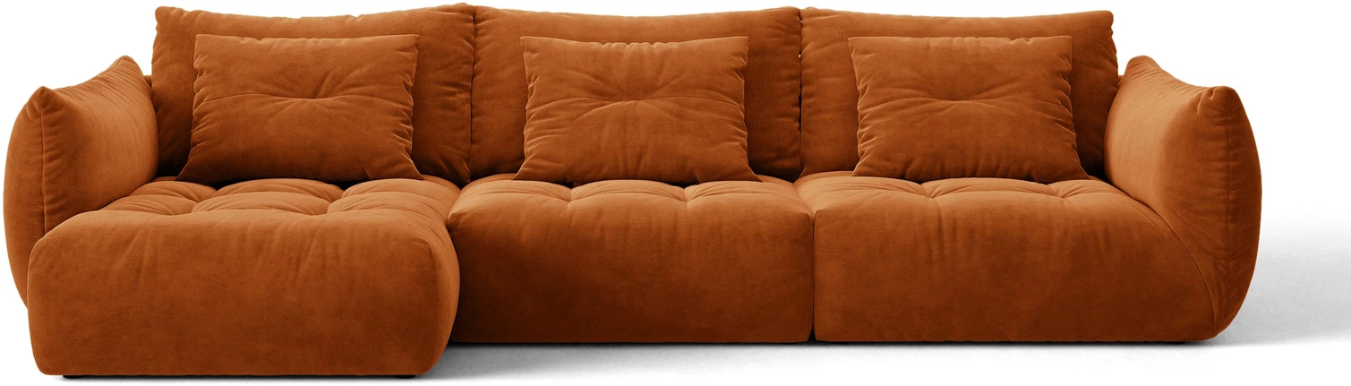 Chaiselongsofa Micadoni Bloom  Venstrevendt Hjørnesofa  Terrakotta Velour  B327   D152 H97  Plads Til   Personer