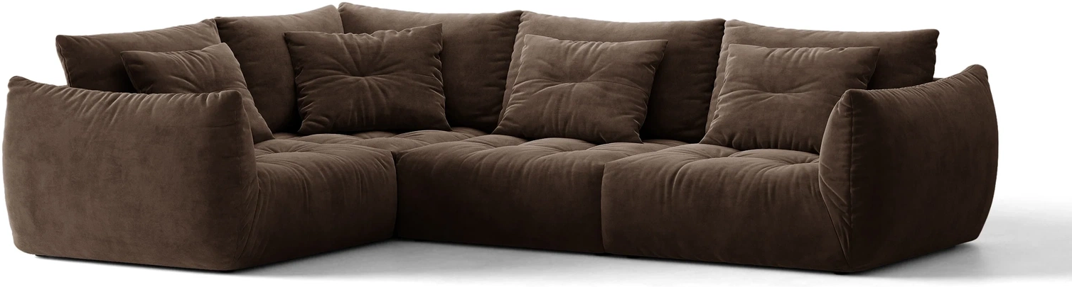 Chaiselongsofa Micadoni Bloom Venstrevendt Mørkebrun Velour B316ã D222ã H97 Cm   Pers