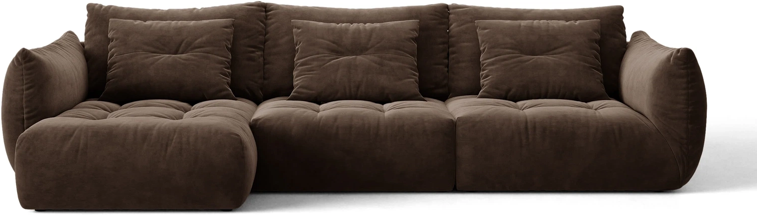 Chaiselongsofa Micadoni Bloom Venstrevendt Mørkebrun Velour 327x152 Cm