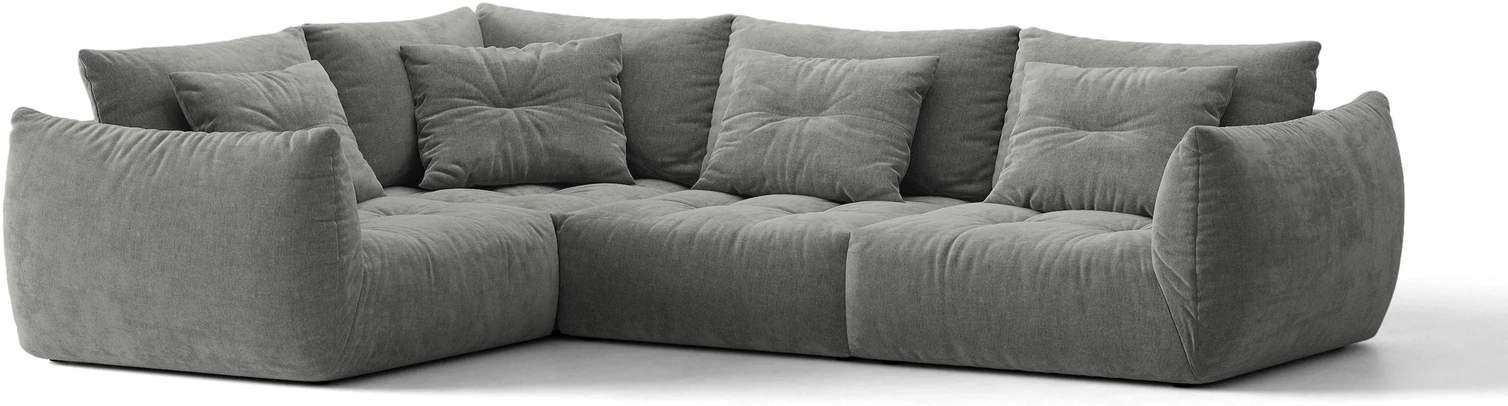 Chaiselongsofa Micadoni Bloom Venstrevendt Mørkegrå Tekstureret Stof H97 B316 D222 Cm   Pers