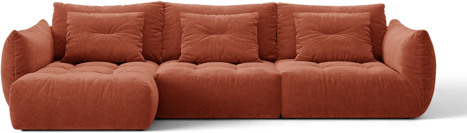 Chaiselongsofa Micadoni Bloom Venstrevendt Rødbrun Wind 52 Strukturstof 327x152 Cm