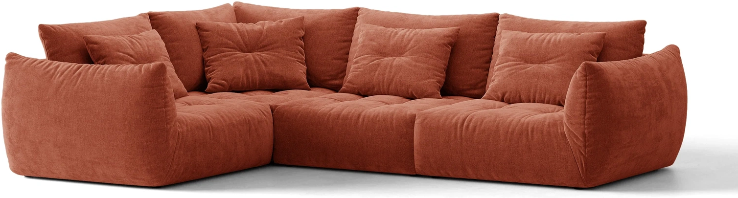 Chaiselongsofa Micadoni Bloom Venstrevendt Rødbrun Wind 52 Strukturstof  -pers 316x222 Cm