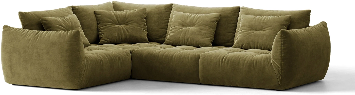 Chaiselongsofa Micadoni Bloom Venstrevendt  -personers Lysegrøn Velour Casino Forest Hjørnesofa