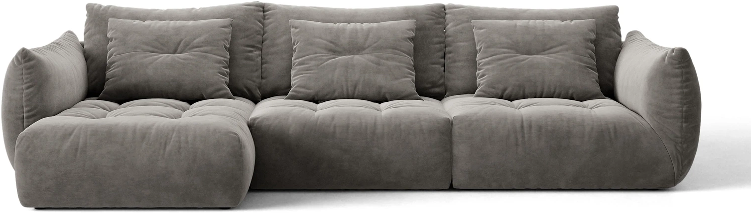 Chaiselongsofa Micadoni Bloom Venstrevendt  -personers Velour Casino Stone Grå