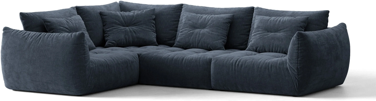 Chaiselongsofa Micadoni Bloom Venstrevendt  -sæders  Marineblå Tekstureret Wind 77 Stof  316   222 Cm