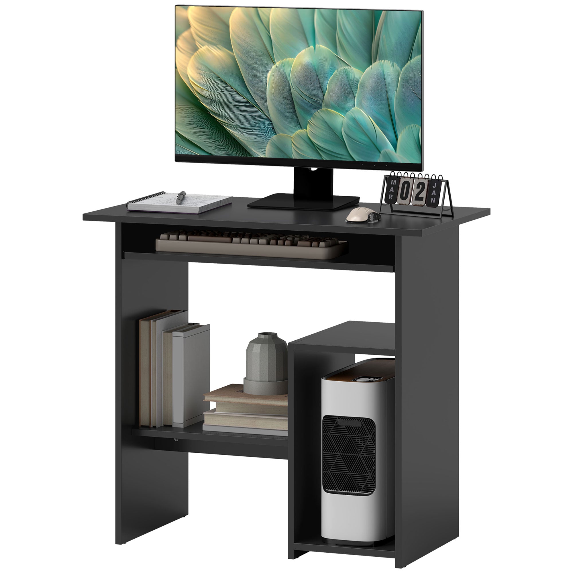 Computerbord Skrivebord Spånplade Metal 80 45 75 Cm Sort