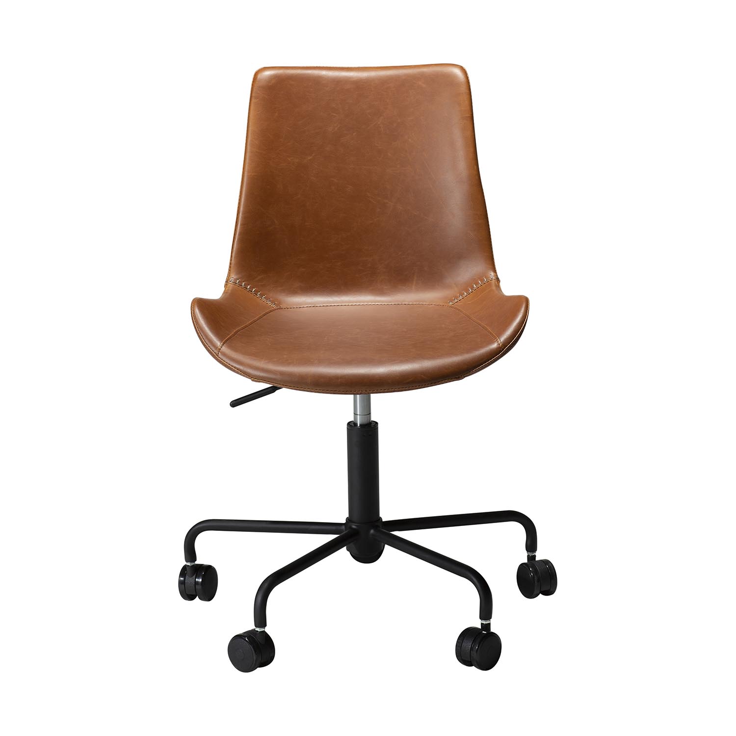 Dan-form Hype Kontorstol Vintage Lysebrun Kunstlæder Og Sort Stål