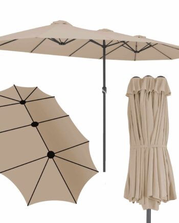 Dobbelt Parasol Taupe Uv-beskyttelse 40  460 Cm