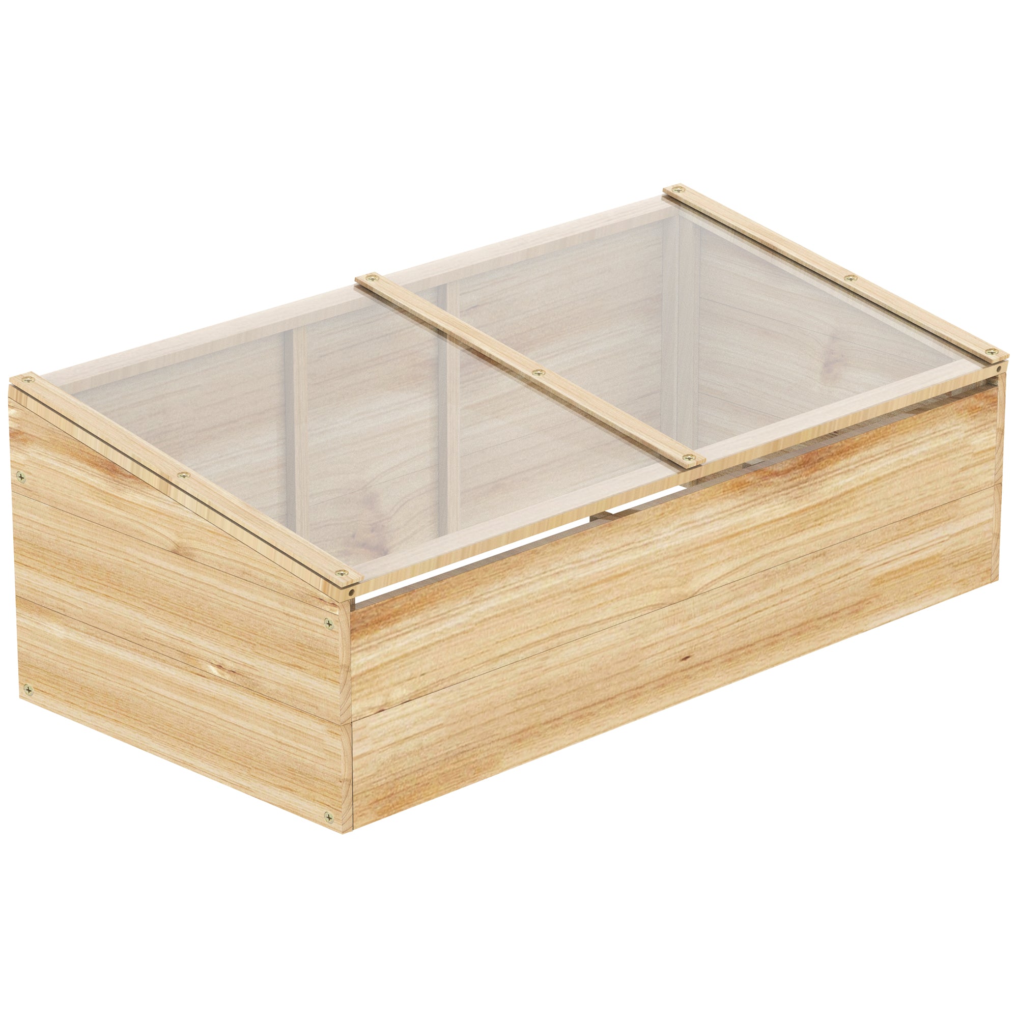 Drivhus   Træ Med Kold Ramme  Kold Rammekasse  Drivhus Til Have Og Plantesystem Til Havebalkon  100   50   35 Cm  Naturlig  Fyrretræ  Pc-plade