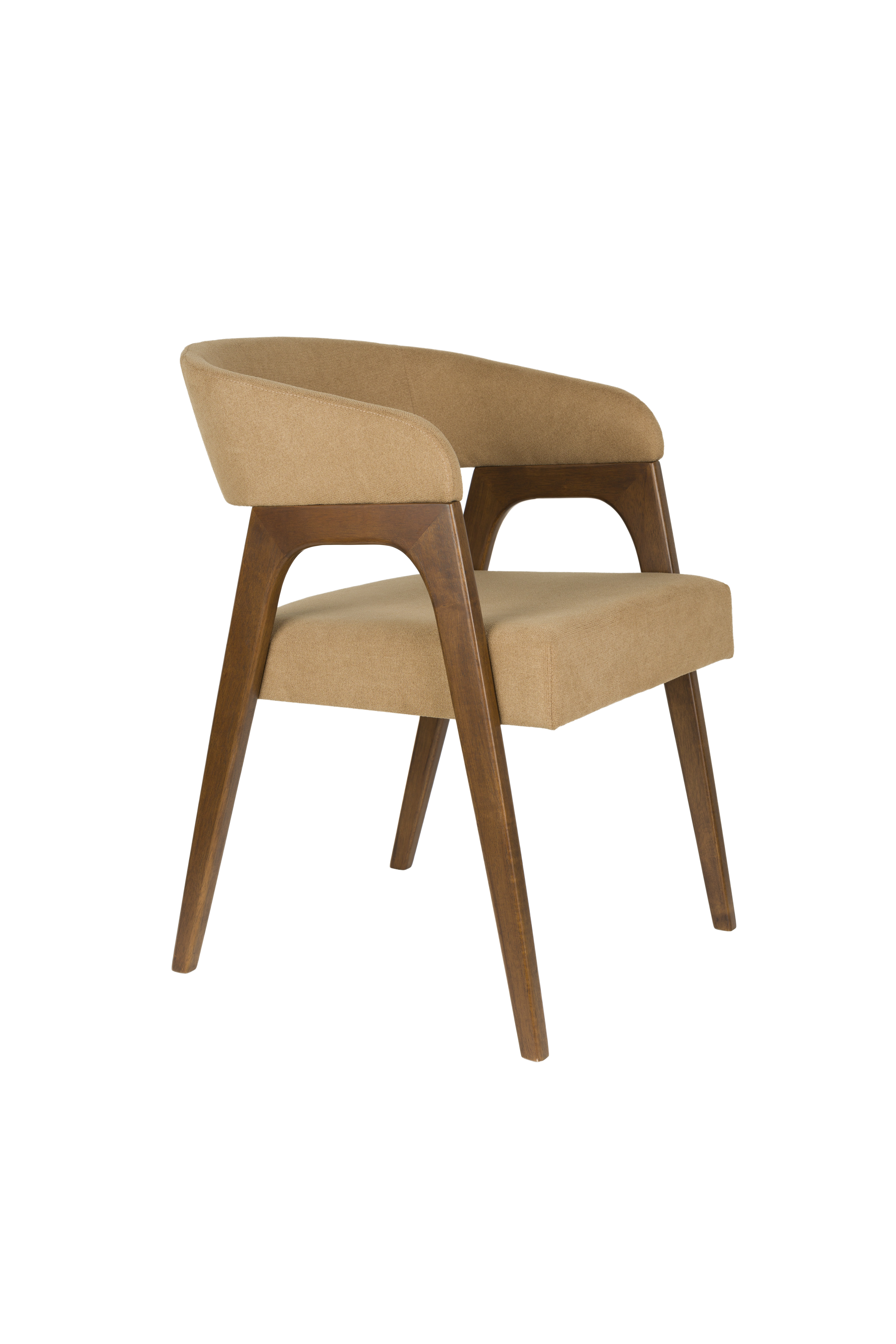 Dutchbone Adamello Spisebordsstol     Armlæn Beige Polyester Og Valnøddefarvet Askefiner