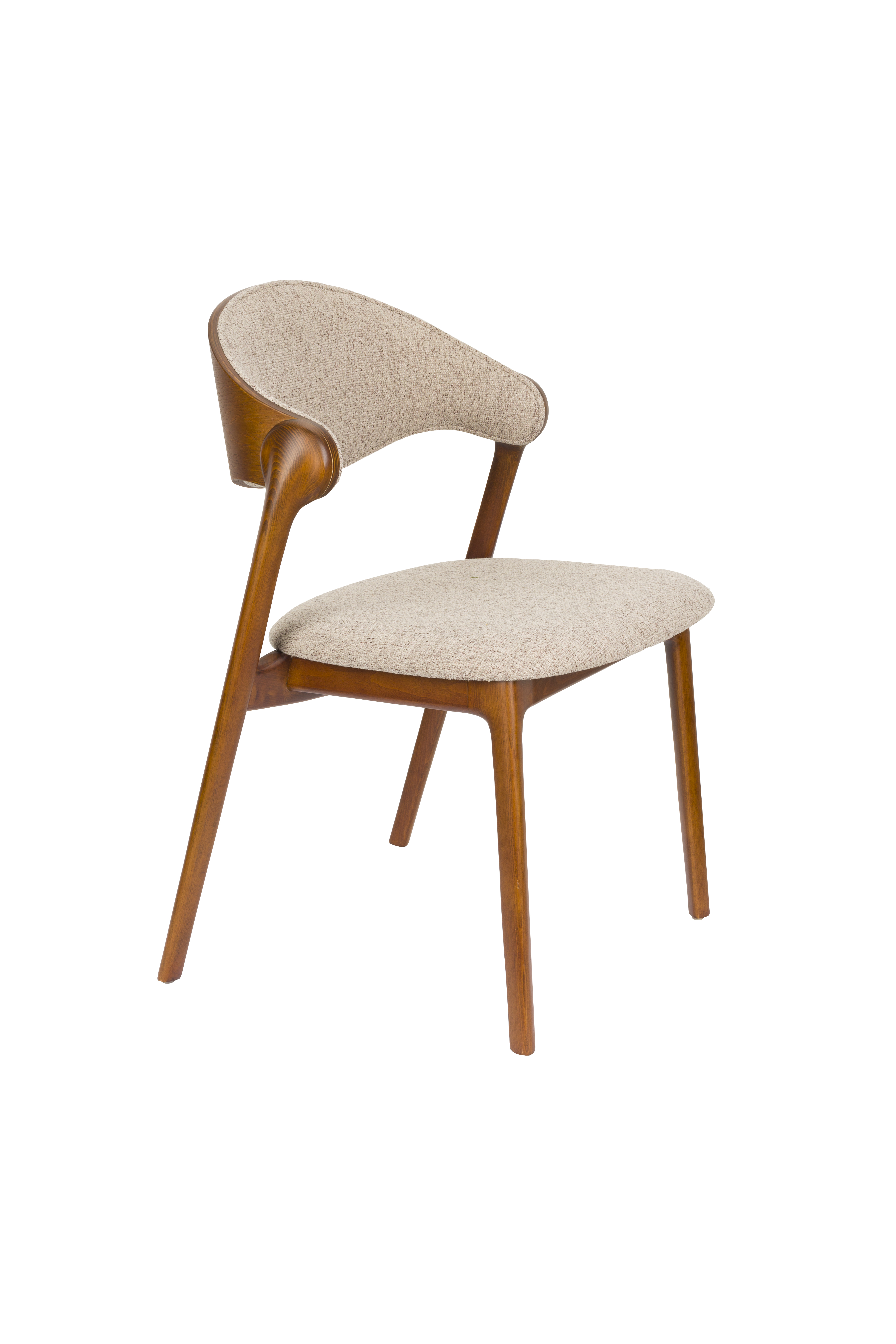 Dutchbone Babington Spisebordsstol Beige Polyester Og Valnøddefarvet Træ