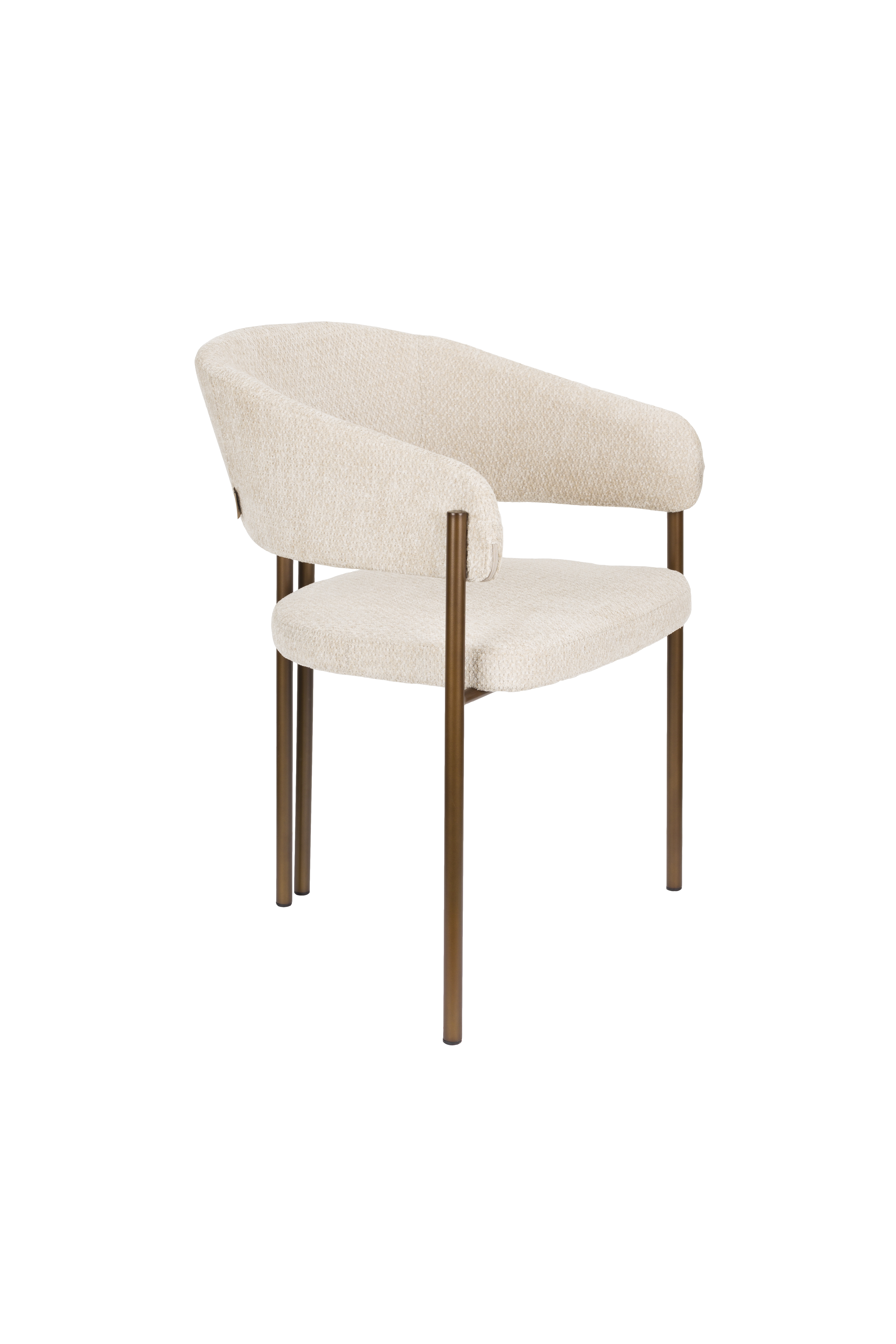 Dutchbone Naida Spisebordsstol     Armlæn Beige Bouclé Stof Og Bronze Metal