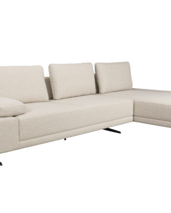 Dutchbone Shelly Sofa     Højre Chaiselong Offwhite Polyester Stof Og Stål