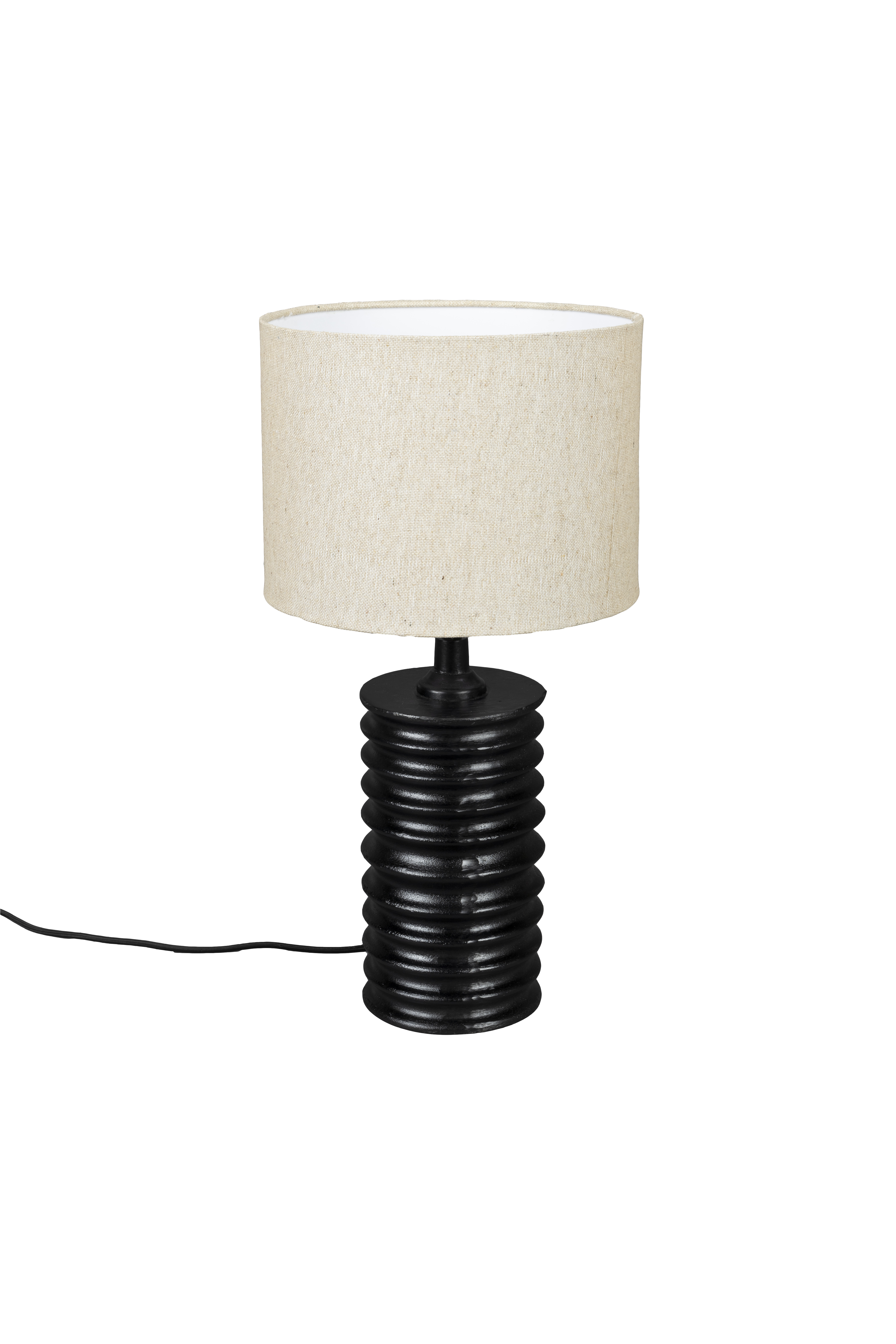 Dutchbone Yalu Bordlampe Hør Og Sort Aluminium