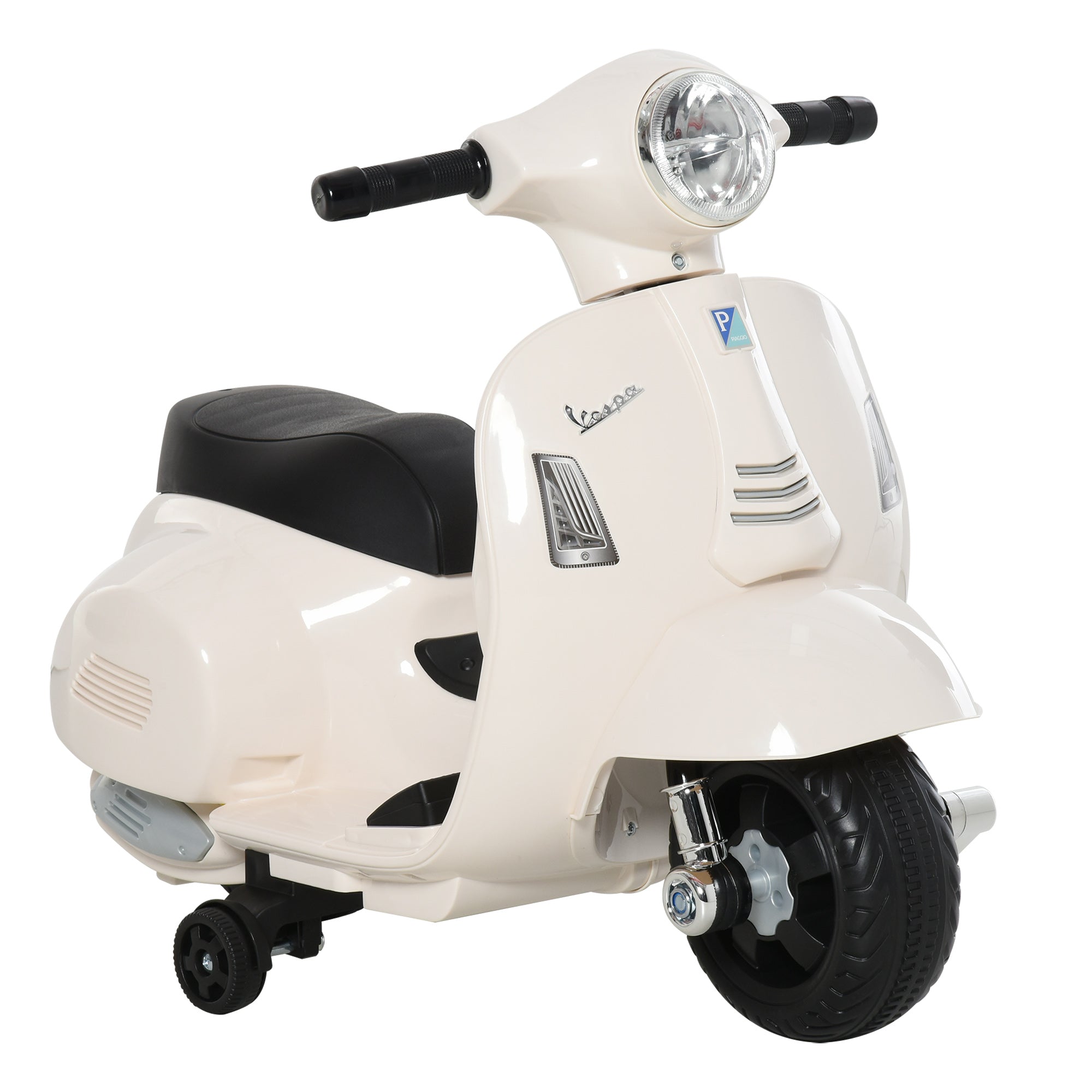 Elektrisk Børnemotorcykel Vespa Elmotorcykel Med Led-lys  Lyd  Børne Elmotorcykel Til Børn Fra 18-36 Måneder Hvid