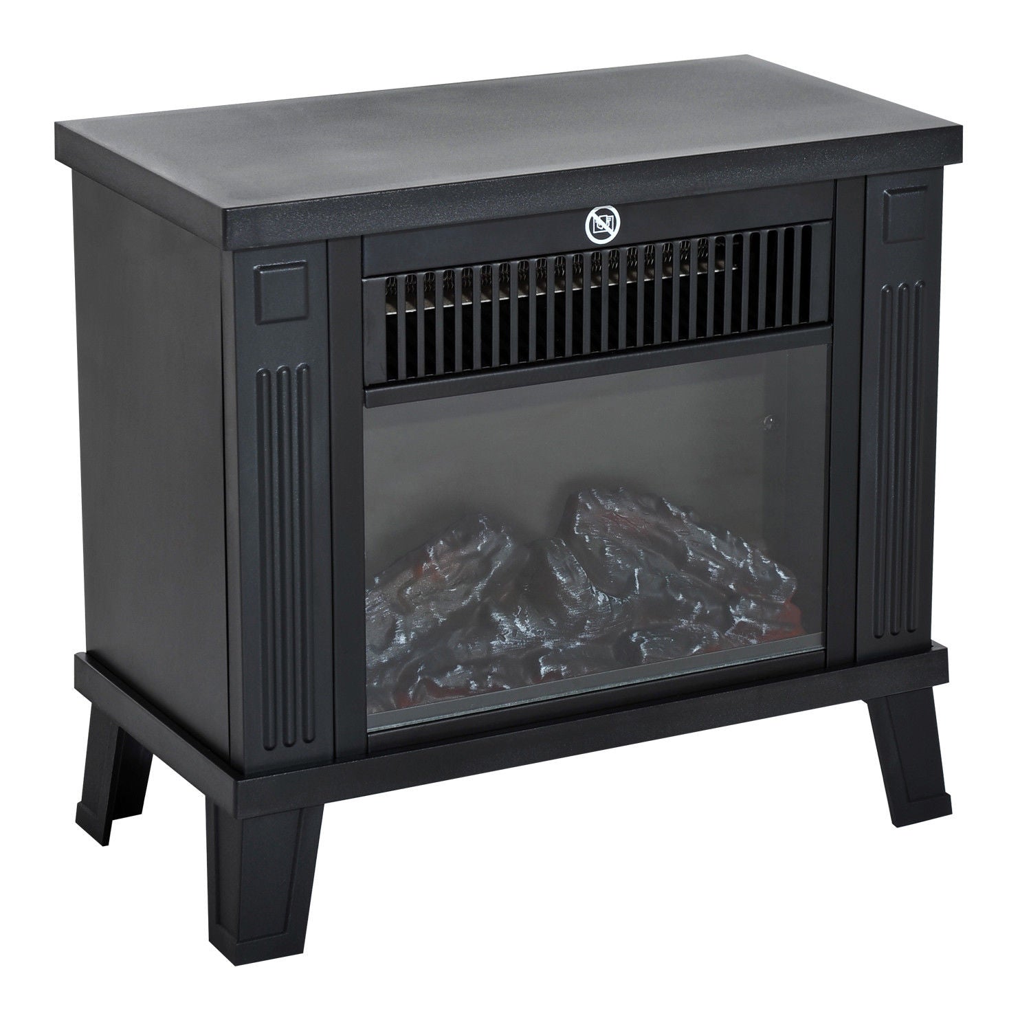 Elektrisk Pejs Elektrisk Pejseovn Fritstående Pejs Med Flammeeffekt 600 1200w  Metal  Sort  34x17x31 Cm