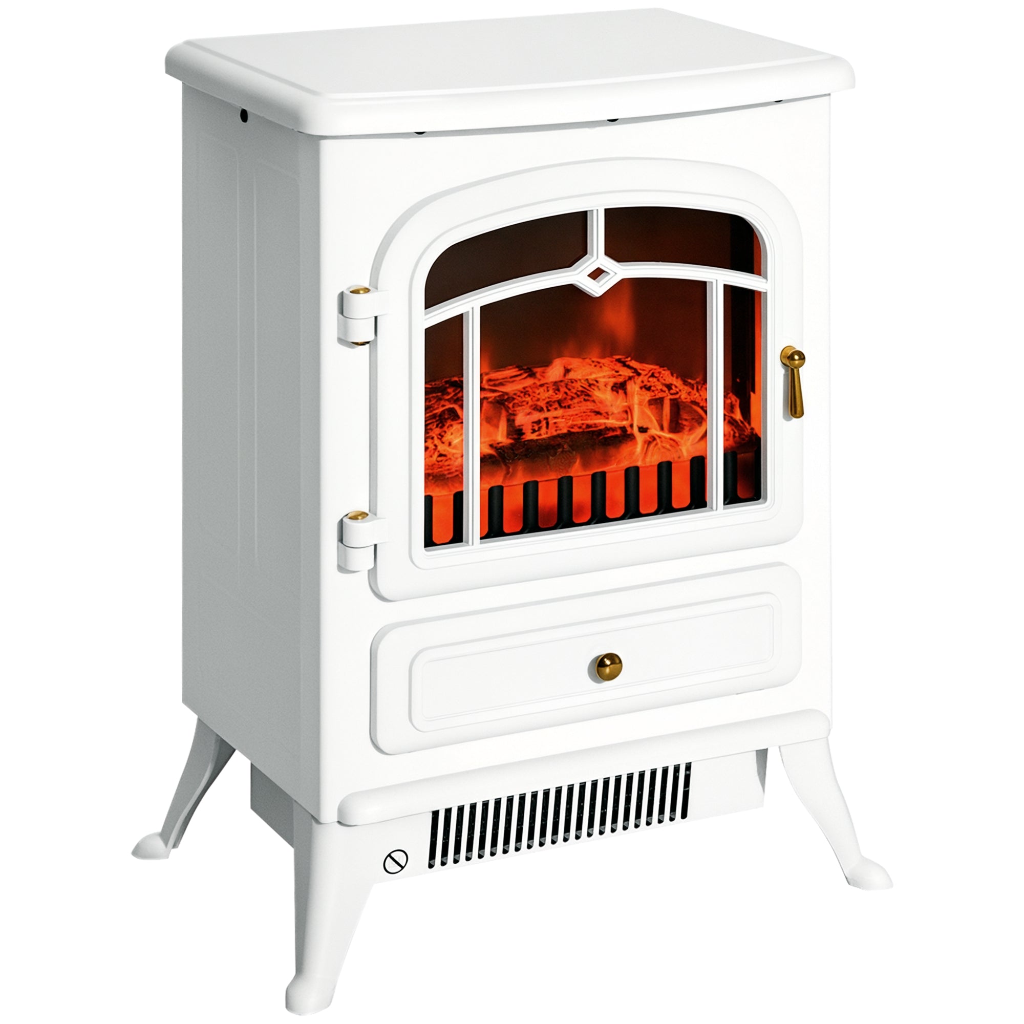 Elektrisk Pejs Med Flammeeffekt 950 1850w Overophedningsbeskyttelse Hvid 41     28   54   Cm