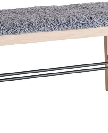 Entrébænk Oscarssons Möbel Cora Hvidolieret Eg Stål Lysegråt Fåreskind H46ã 90ã D40 Cm