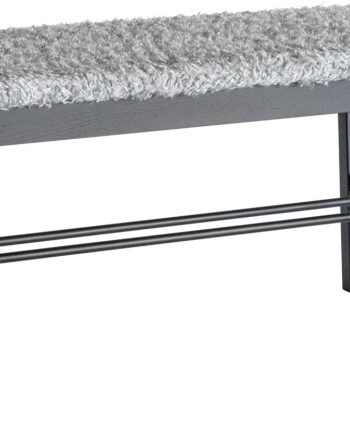 Entrébænk Oscarssons Möbel Cora   Lysegråt Imiteret Fåreskind Med Sortbejdset Egetræsstel 90x40 Cm