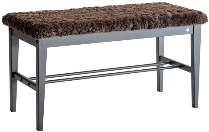Entrébænk Oscarssons Möbel Cora Sortbejdset Eg Stål Med Brunt Fåreskind 90x40x46 Cm