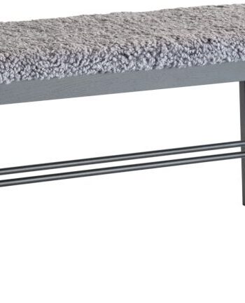 Entrébænk Oscarssons Möbel Cora Siddebænk Med Lysegråt Fåreskind Sortbejdset Eg Stål H46xl90xd40 Cm