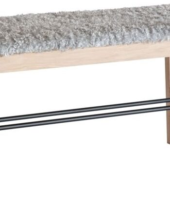 Entrebænk Oscarssons Möbel Cora  Hvidolieret Eg Og Lysegråt Imiteret Fåreskind 46x90x40 Cm