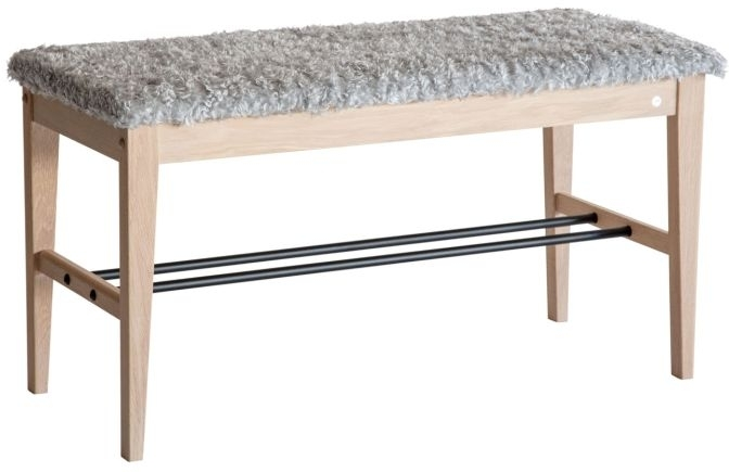 Entrebænk Oscarssons Möbel Cora Hvidolieret Eg Og Lysegråt Imiteret Fåreskind 46x90x40 Cm