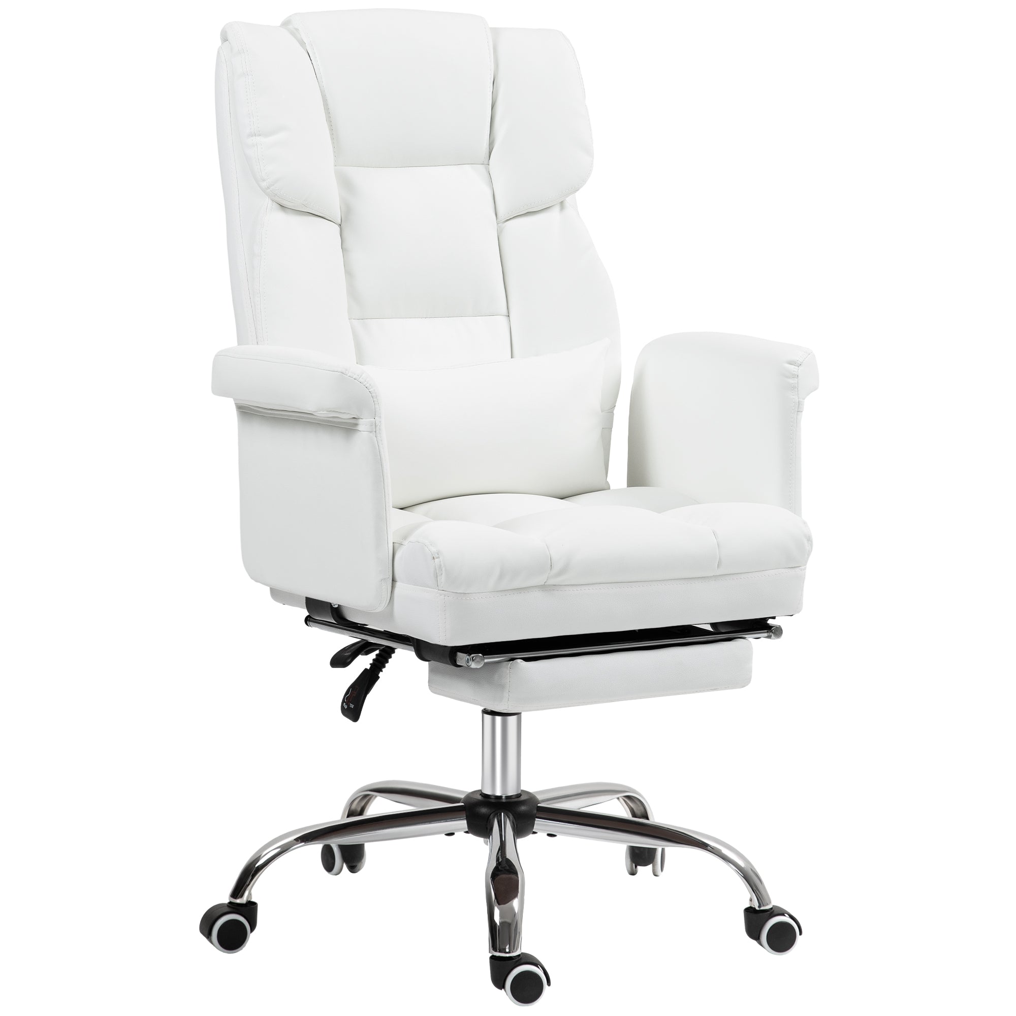 Ergonomisk Kontorstol Højdejusterbar 48-56 Cm Ryglæn Med Hvilefunktion Fodstøtte Hvid