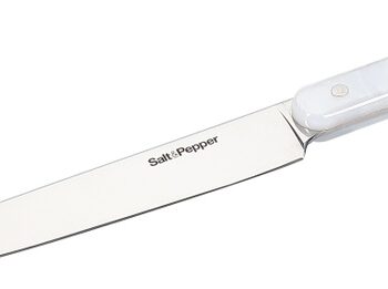 Filetkniv Salt   Pepper Chop 30   Cm Rustfrit Stål Blad  Hvid Polyresin Skaft  Spejlfinish  Tåler Opvaskemaskine
