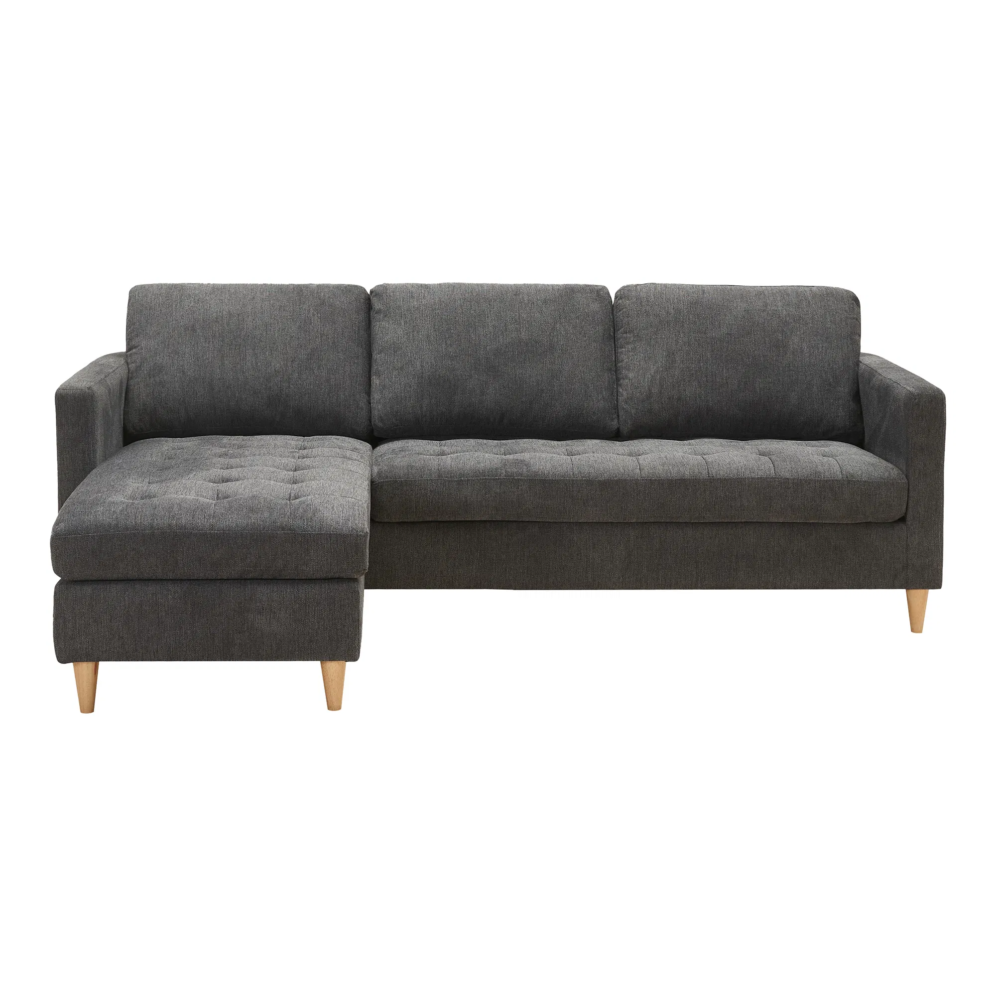 Firenze Sofa  Mørkegrå Med Ben   Naturtræ