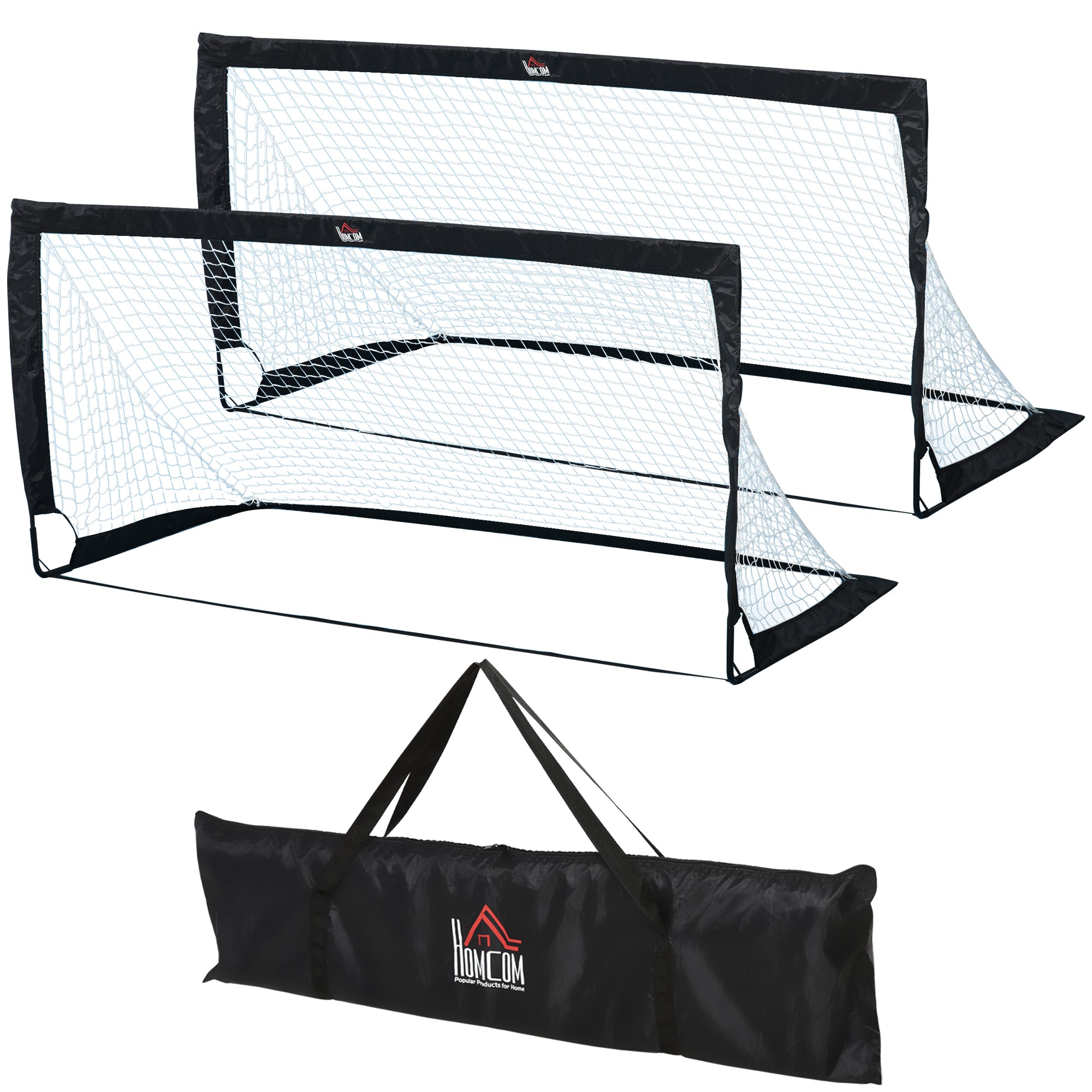 Fodboldmål Sæt Med   Foldbare 183   90   90 Cm Fodboldmål Med Bæretaske Vejrbestandige Udendørs Fodboldmål Til Voksne Fodboldmål Til Have Træning Fritid Sort
