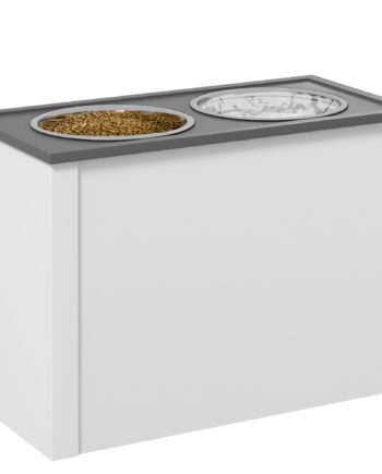 Foderstation Hævede Foderskåle   Opbevaringsplads   Foderskåle   Rustfrit Stål  60   30   42 Cm  Hvid   Grå