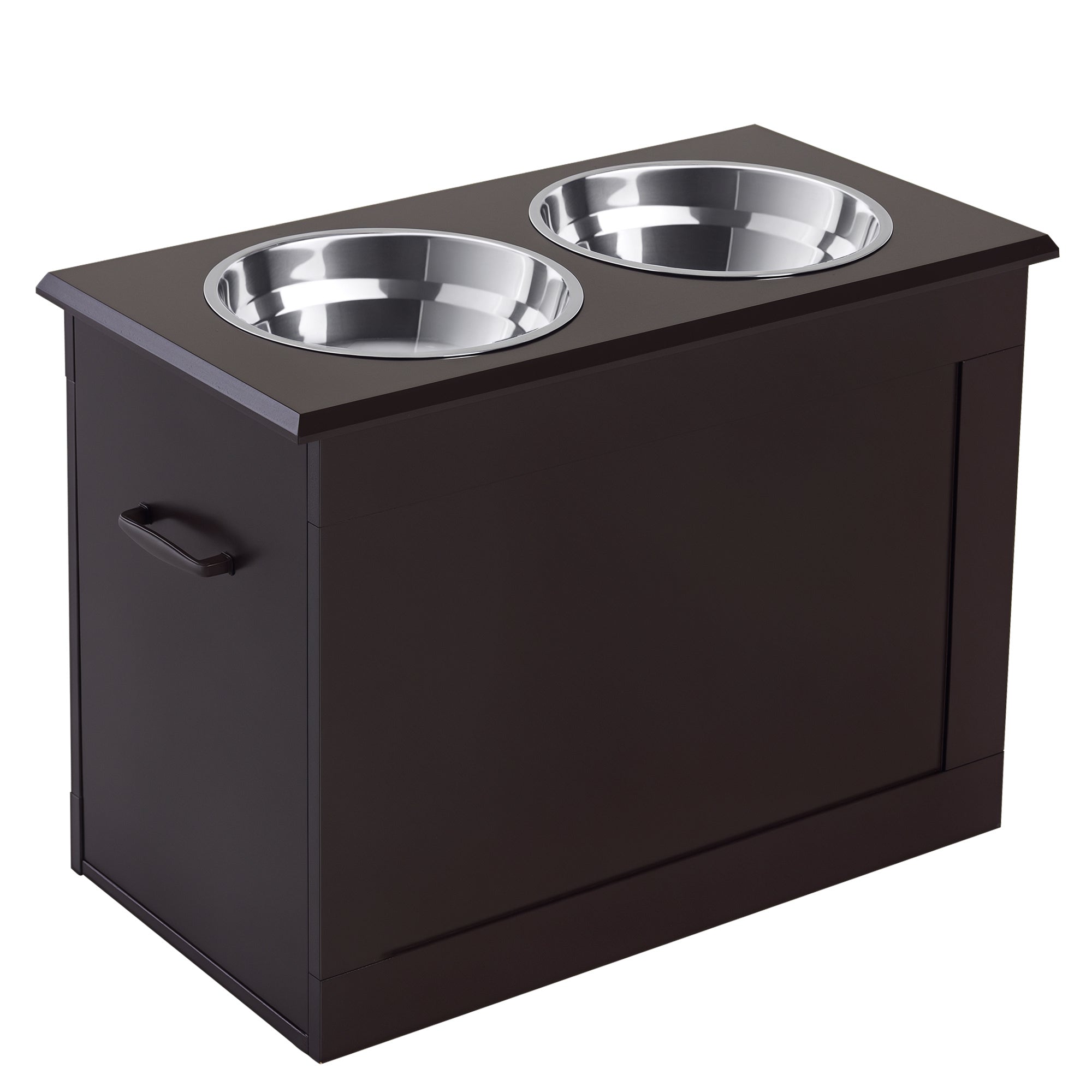 Foderstation    Skåle   Rustfrit Stål  Skjult Opbevaringsplads  60 Cm   30 Cm   41 Cm  Sort   Sølv
