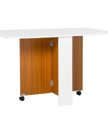 Foldbart Spisebord Udtrækkeligt Spisebord  Mobilt  Moderne Design  120 Cm   80 Cm   73 Cm  Teak   Hvid