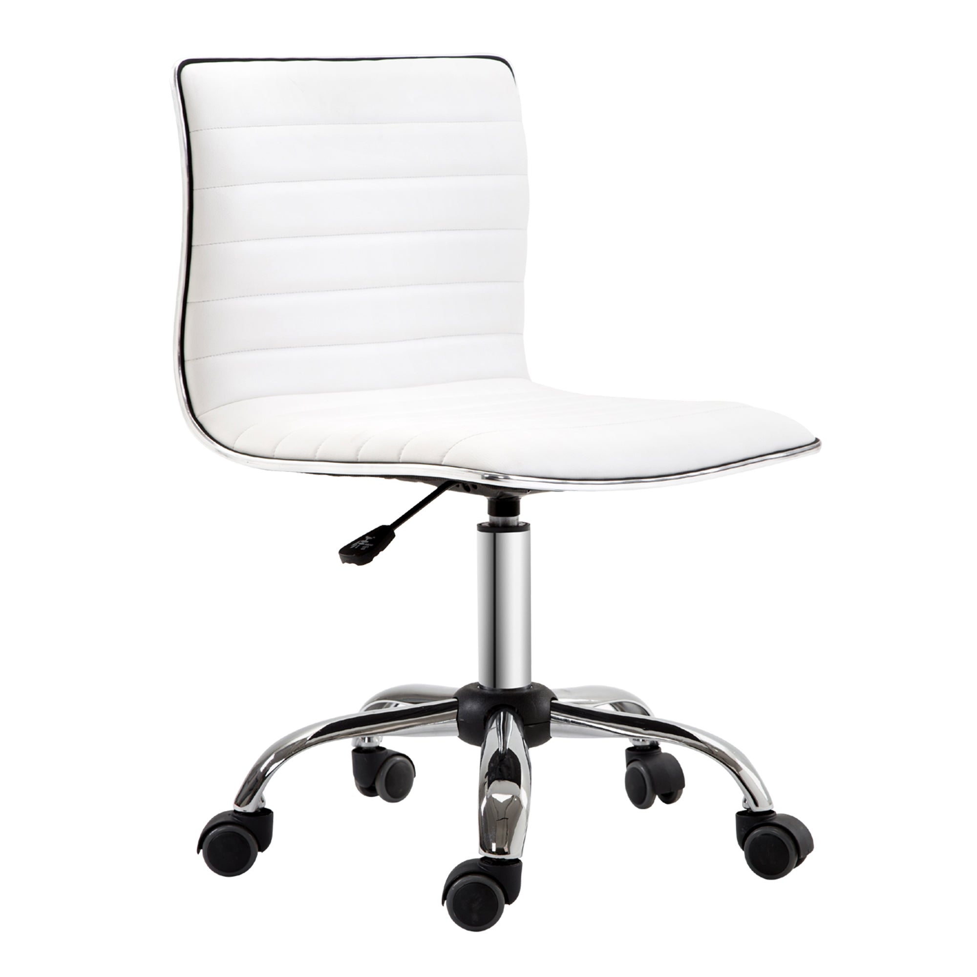 Frisørstol  Salonstol Med Ryglæn  Højdejusterbar  Stål Pu  Hvid  48   52   78-90 Cm
