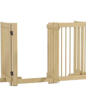 Fritstående Hundegitter    Paneler  Fleksibelt  Fyrretræ  204l   36b   75h Cm  Naturtræ